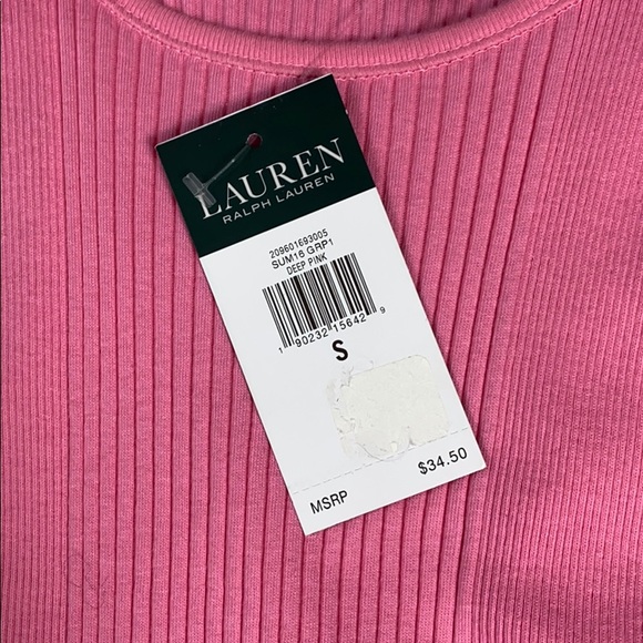 Lauren Ralph Lauren Pink Ribbed Tank, S, NWT - Picture 7 of 8